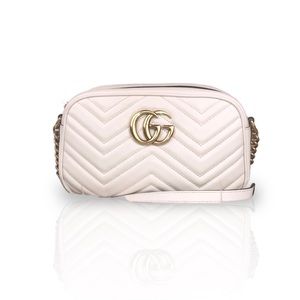 GUCCI GG MARMONT SMALL WHITE SHOULDER BAG
